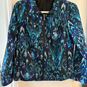 Stylish Blue Patterned Women's Bomber Jacket